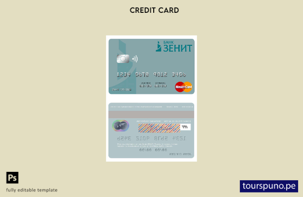 lista para imprimir plantilla de mastercard ZENIT del Banco de Rusia